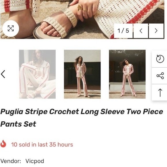 commense - Puglia Stripe Crochet Two Piece Pant Set - Picture 5 of 6